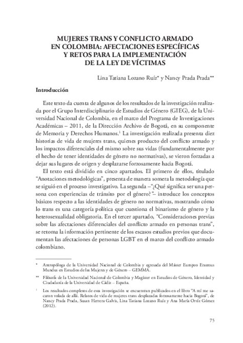 nancy prada prada|(PDF) Mujeres trans y conflicto armado en colombia: afectaciones .